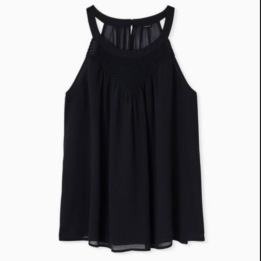 Torrid Chiffon Smocked Goddess Neck Tank - Size 0